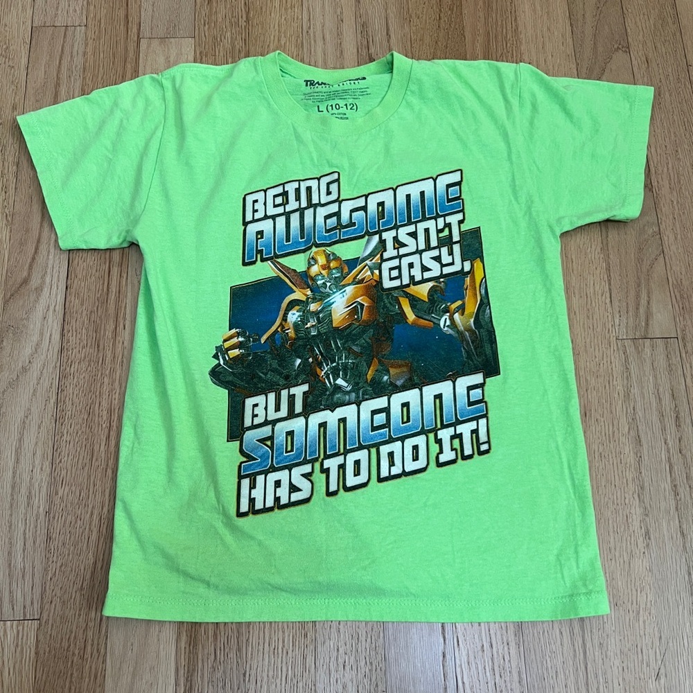 Transformers Boys Neon Green Graphic Short‎ Sleeve Tee Top 10-12